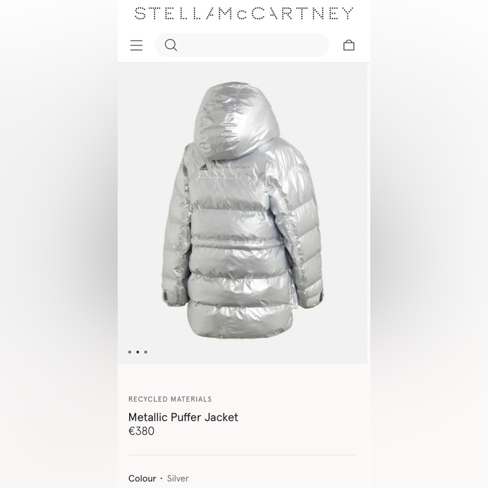 Adidas by Stella McCartney puffer silver jacket! Hoodie! Inside Vest EUC Size S - Picture 10 of 17